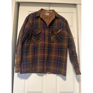 VTG 1980s Oakton Ltd Mens Plaid Flannel Quilted Lined Shirt Jacket Warm Size M